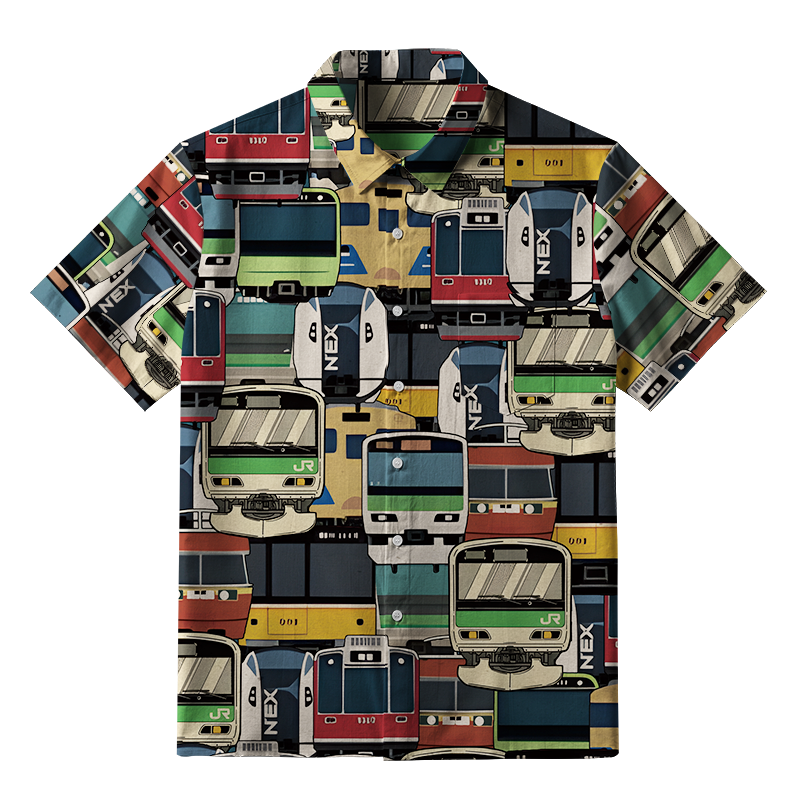 Tokyo-Tiger Japanese Trains Button-up Shirt