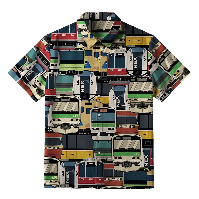 Tokyo-Tiger Japanese Trains Button-up Shirt