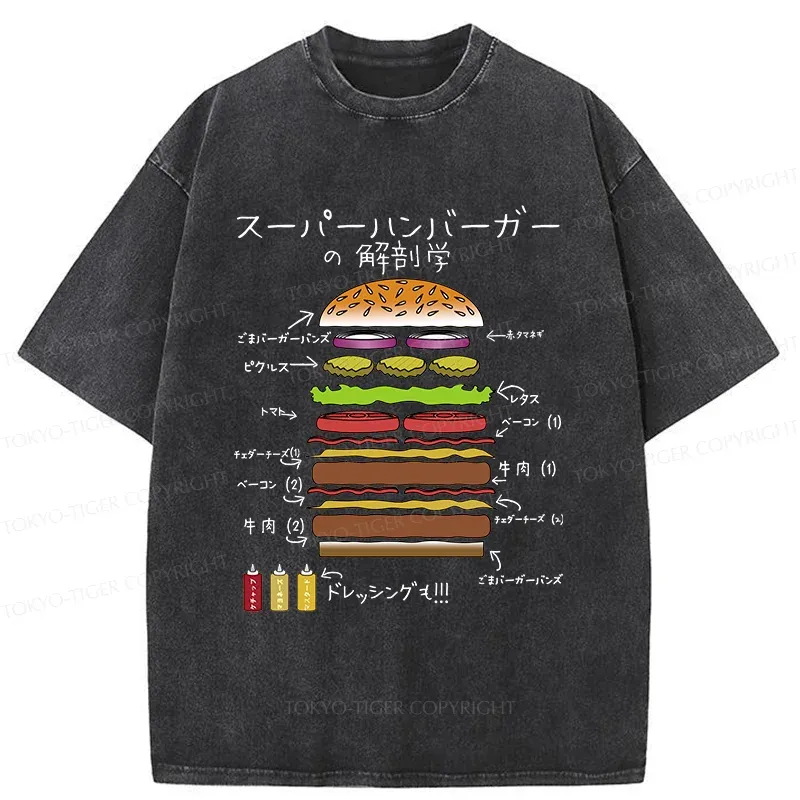 Tokyo-Tiger Anatomy Of A Hamburger Washed T-Shirt