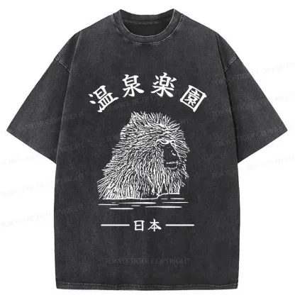 Tokyo-Tiger Hot Spring Monkey Washed T-Shirt