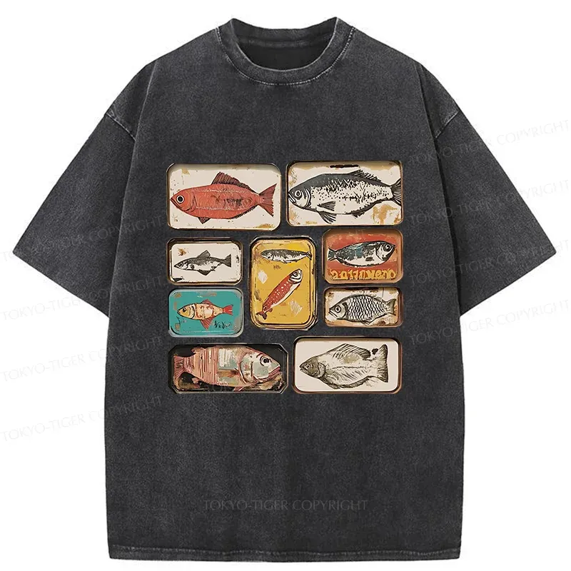 Tokyo-Tiger Vintage Canned Fish Washed T-Shirt