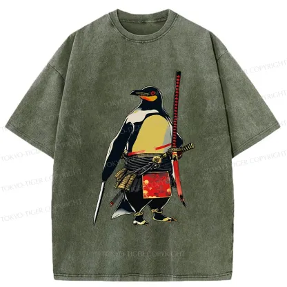 Tokyo-Tiger Samurai Penguin Washed T-Shirt