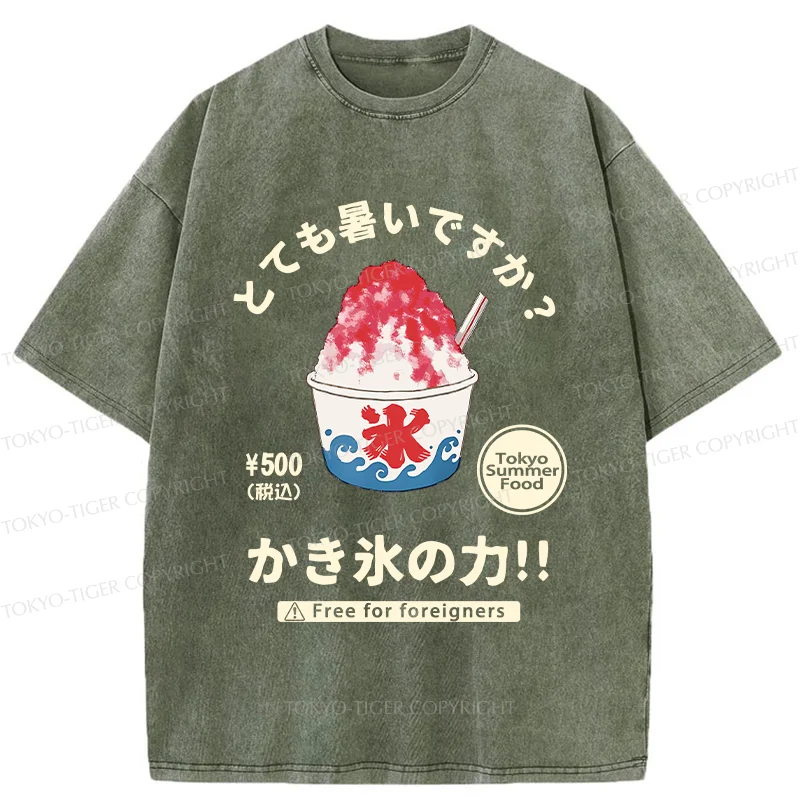 Tokyo-Tiger Power Of Shaved Ice Washed T-Shirt