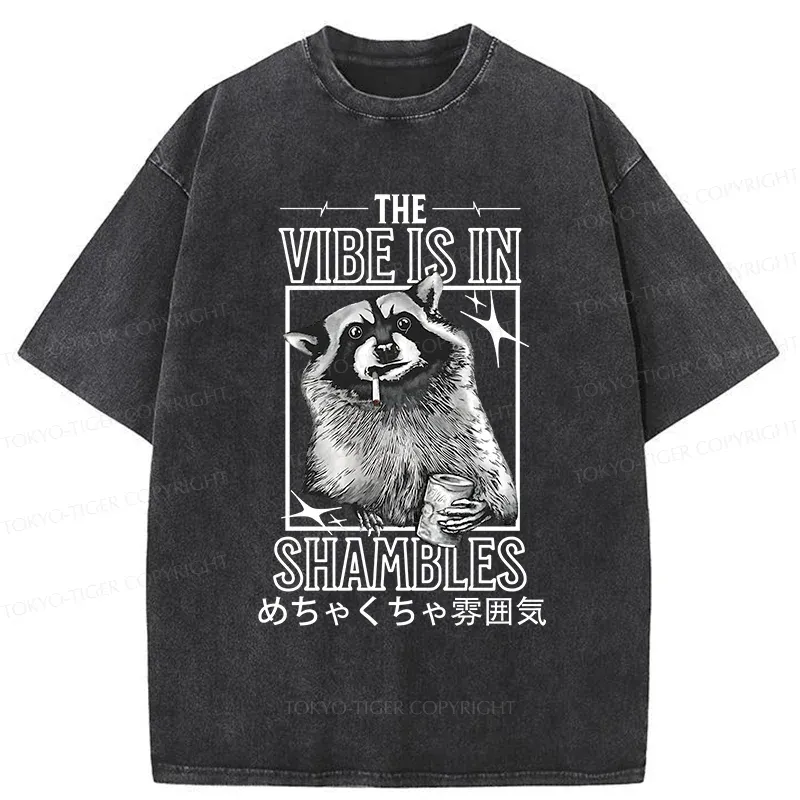 Tokyo-Tiger Naughty Raccoon Washed T-Shirt