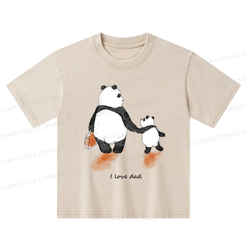 Tokyo-Tiger I Love My Father Kids Washed T-Shirt