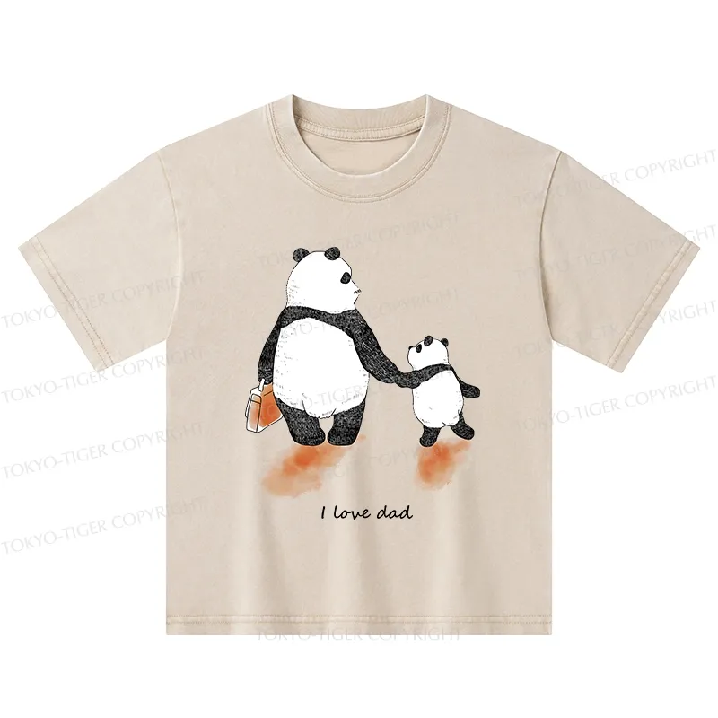 Tokyo-Tiger I Love My Father Kids Washed T-Shirt