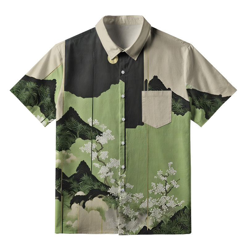 Tokyo-Tiger Serene Landscape Button-up Shirt Sale
