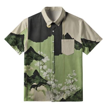 Tokyo-Tiger Serene Landscape Button-up Shirt