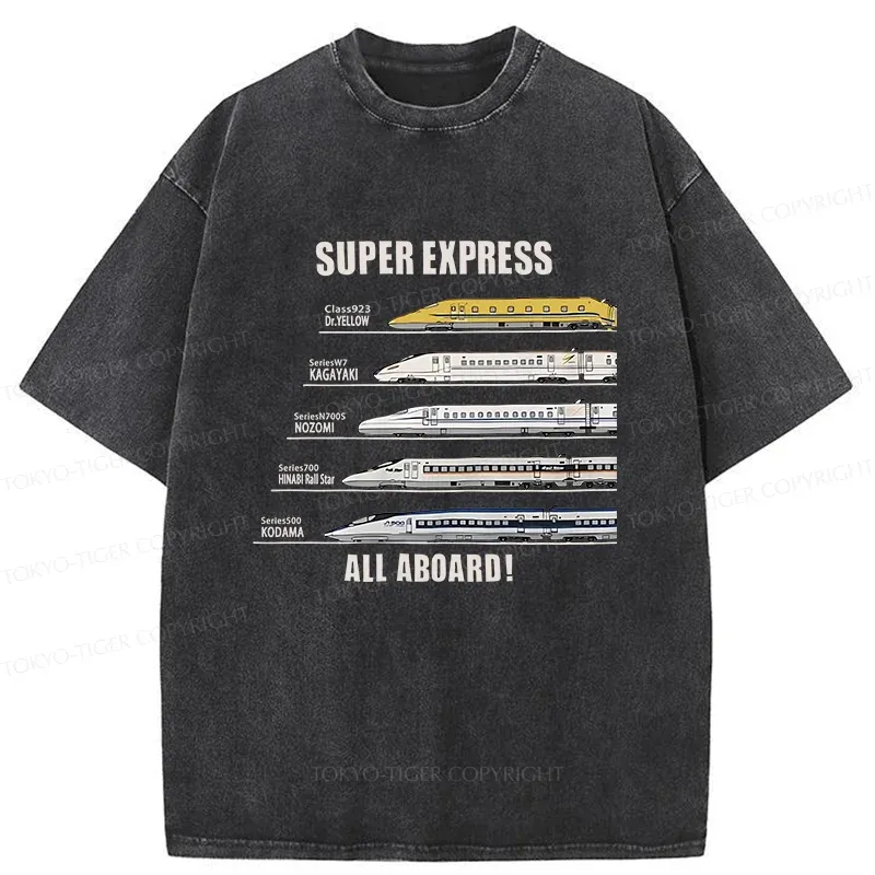 Tokyo-Tiger Japan Shinkansen Kanji Washed T-Shirt