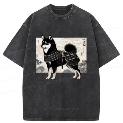 Tokyo-Tiger Cute Japanese Shiba Inu Washed T-Shirt