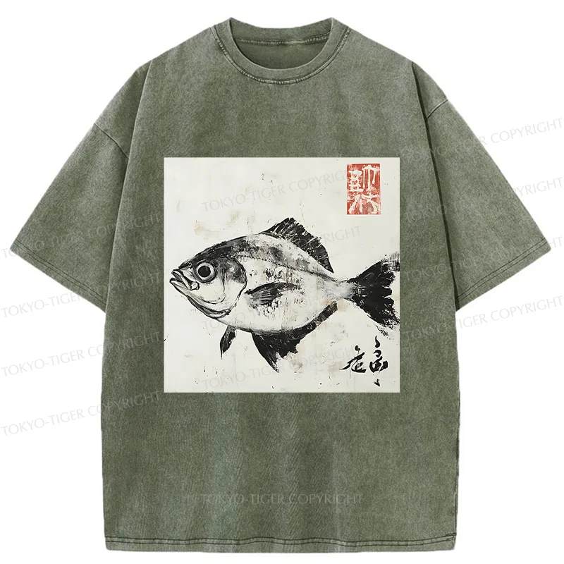 Tokyo-Tiger Vintage Fish Washed T-Shirt