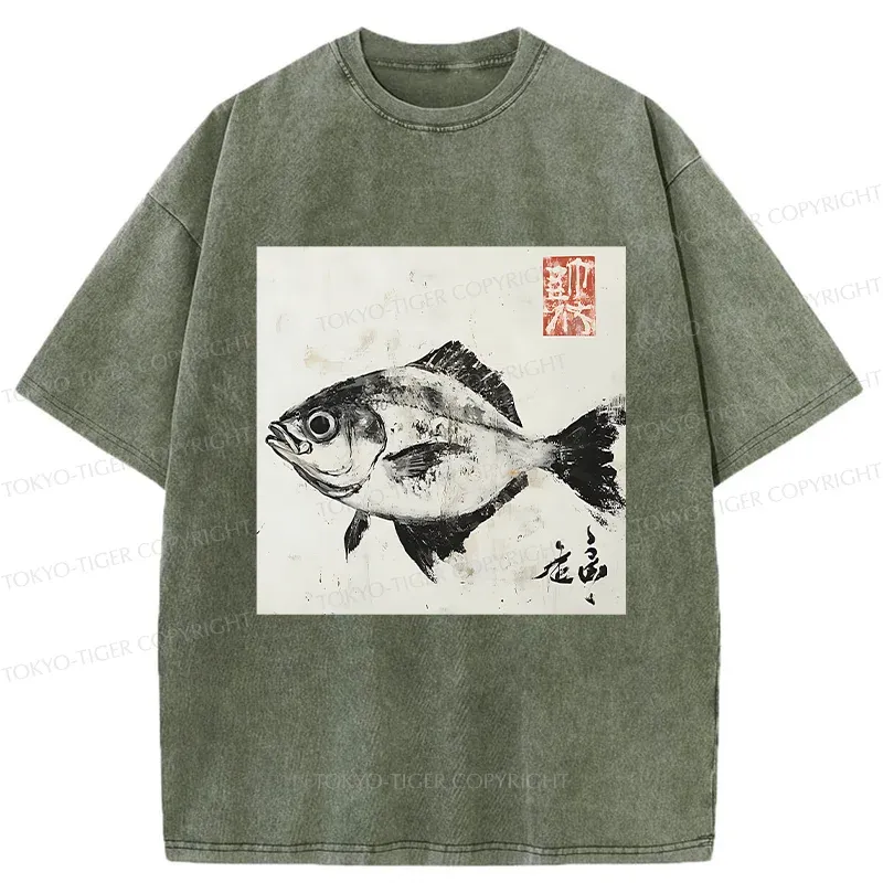 Tokyo-Tiger Vintage Fish Washed T-Shirt
