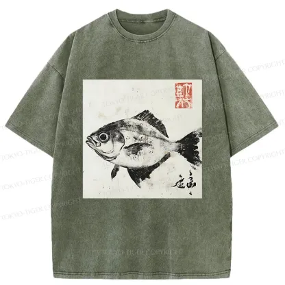 Tokyo-Tiger Vintage Fish Washed T-Shirt
