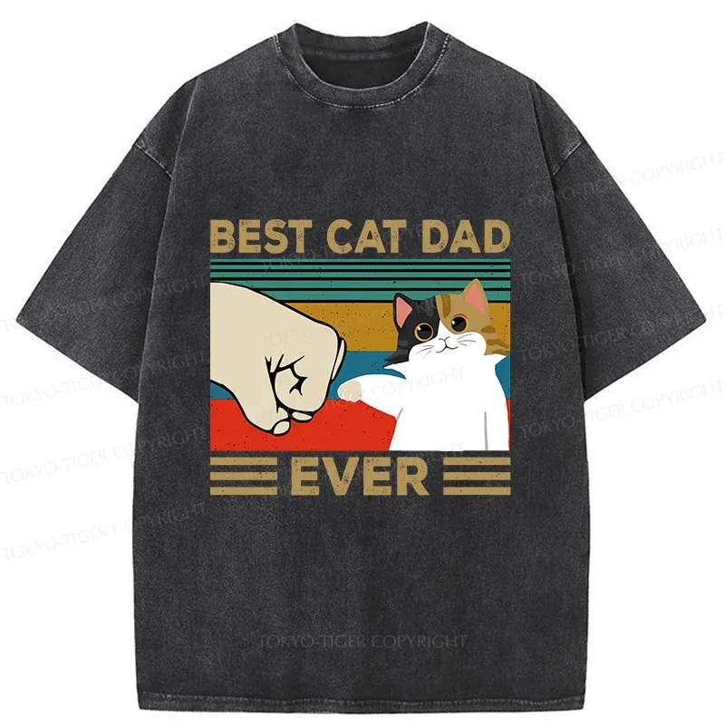 Tokyo-Tiger Cat Dad Funny Washed T-Shirt