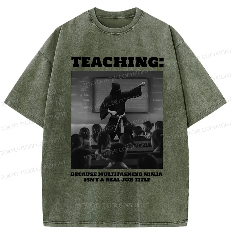 Tokyo-Tiger Ninja Teacher Teaching Washed T-Shirt