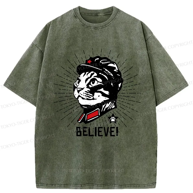 Tokyo-Tiger Trust Cat Chairman Washed T-Shirt