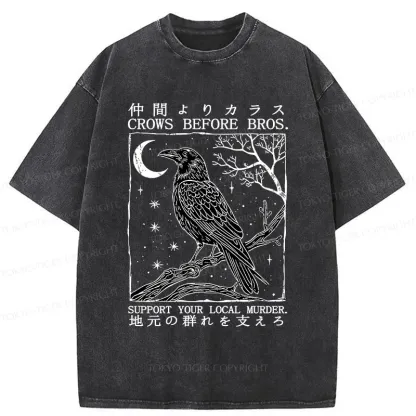 Tokyo-Tiger Funny Crow Washed T-Shirt
