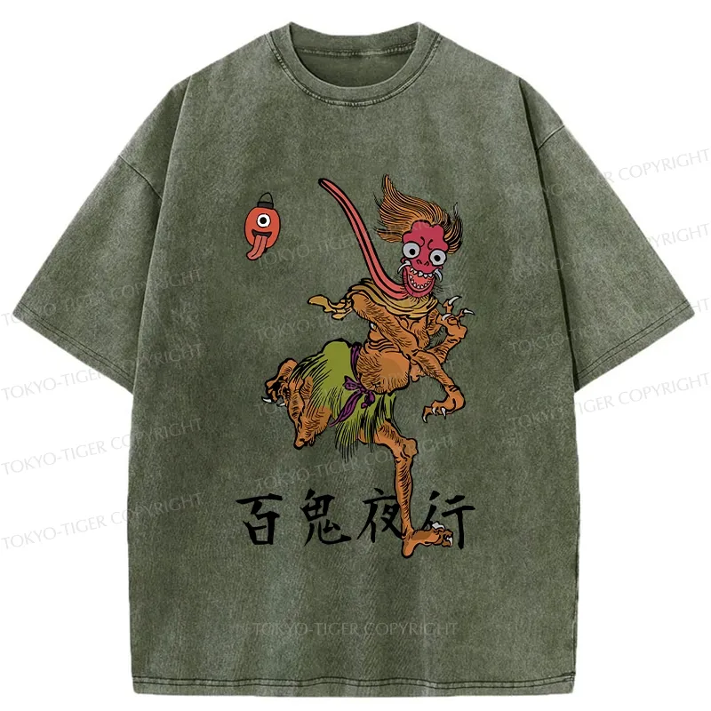 Tokyo-Tiger Night Parade of One Hundred Demons Washed T-Shirt