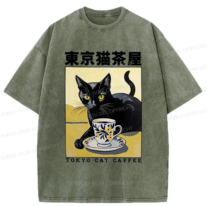 Tokyo-Tiger Japanese Cat Cafe Washed T-Shirt