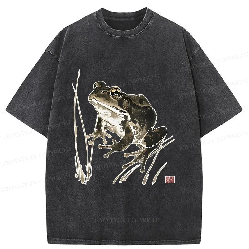 Tokyo-Tiger Japanese Retro Field Frog Washed T-Shirt
