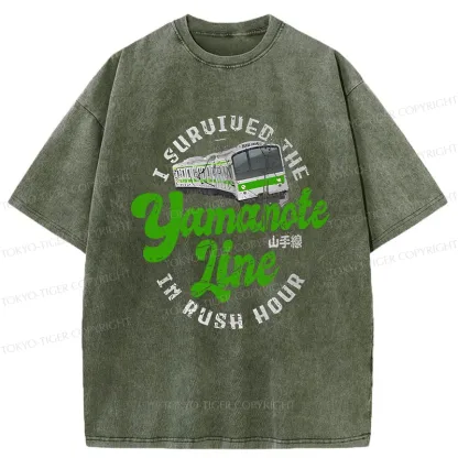 Tokyo-Tiger Funny Yamanote Line Washed T-Shirt