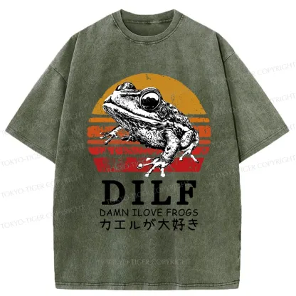 Tokyo-Tiger Funny Frog Lover Washed T-Shirt