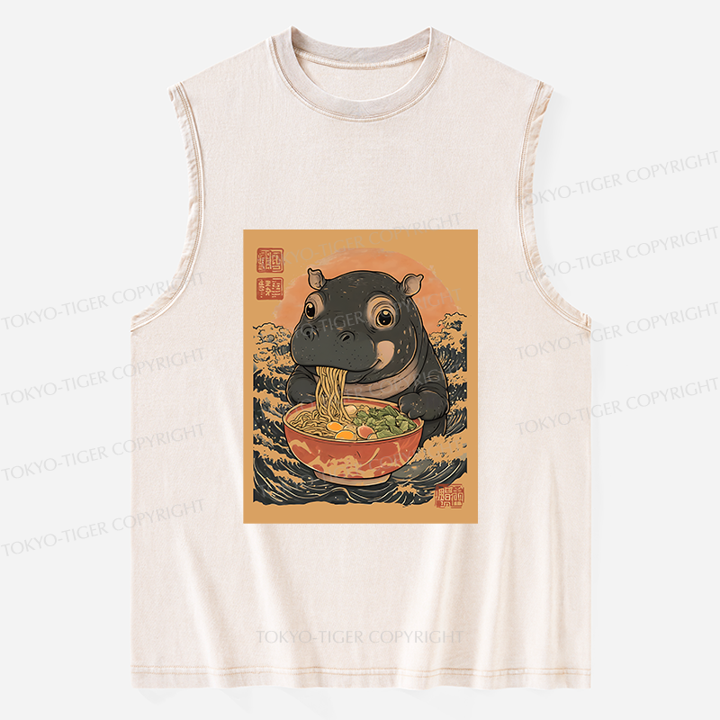 Tokyo-Tiger Moo Deng Eat Ramen Washed Tank