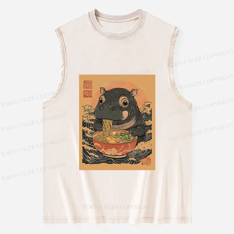 Tokyo-Tiger Moo Deng Eat Ramen Washed Tank