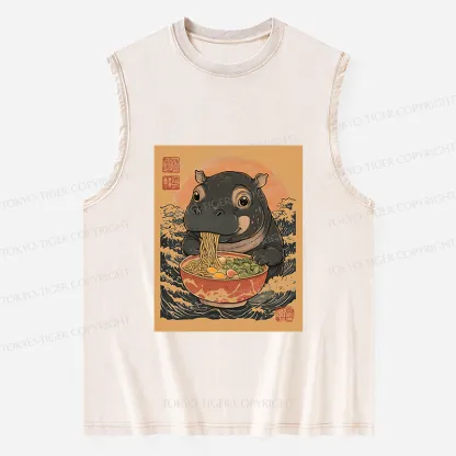 Tokyo-Tiger Moo Deng Eat Ramen Washed Tank