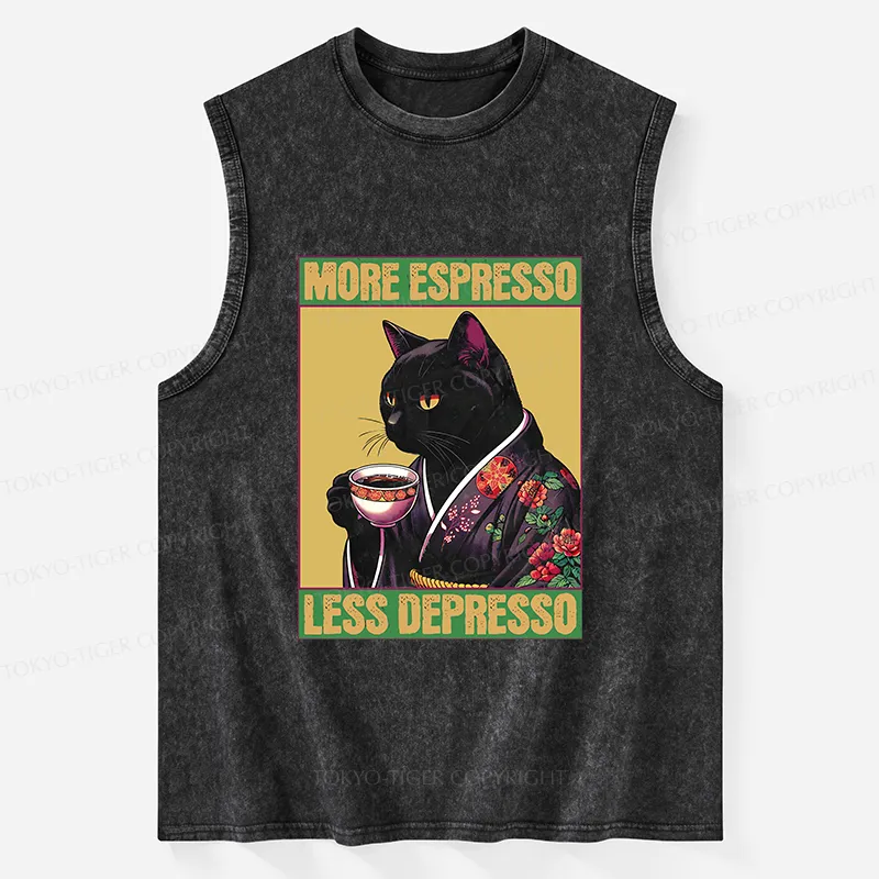 Tokyo-Tiger Up Caffeine Down Depression Washed Tank