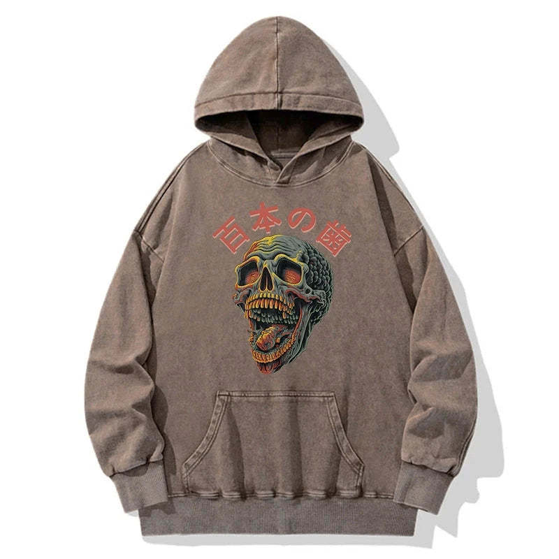 Tokyo-Tiger Terrifying And Disgusting Skull Washed Hoodie Sale