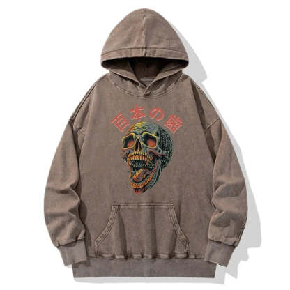 Tokyo-Tiger Terrifying And Disgusting Skull Washed Hoodie