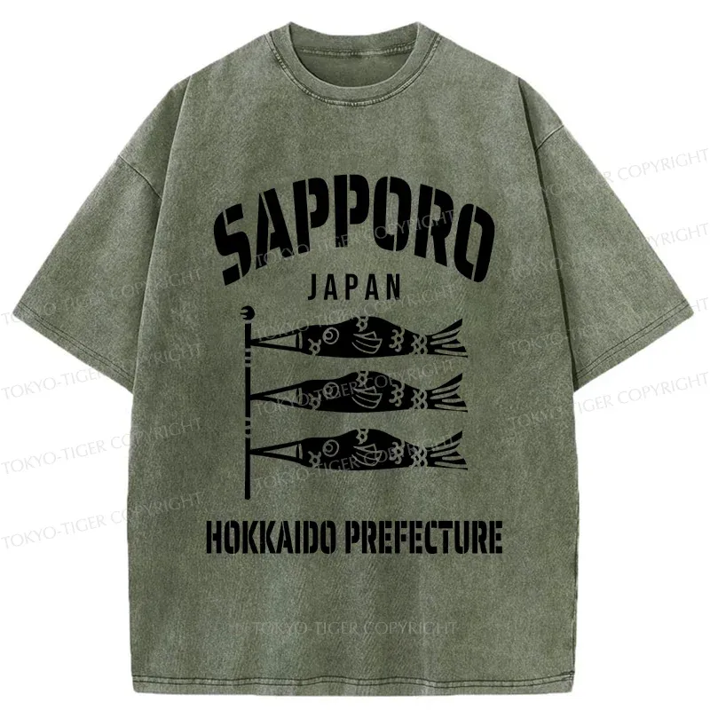 Tokyo-Tiger Sapporo Carp Streamer Washed T-Shirt