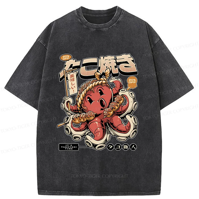 Tokyo-Tiger Delicious Octopus Balls Washed T-Shirt