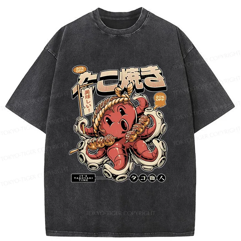 Tokyo-Tiger Delicious Octopus Balls Washed T-Shirt