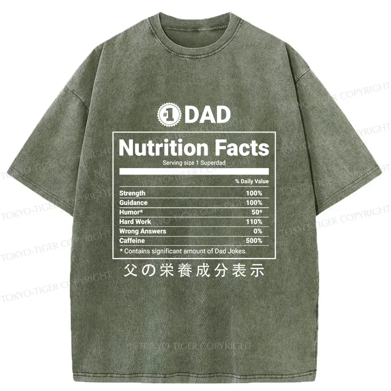 Tokyo-Tiger Father Nutrition Facts Washed T-Shirt