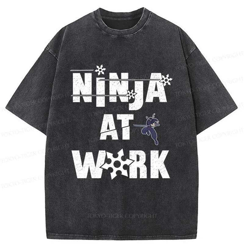 Tokyo-Tiger Funny Ninja Washed T-Shirt