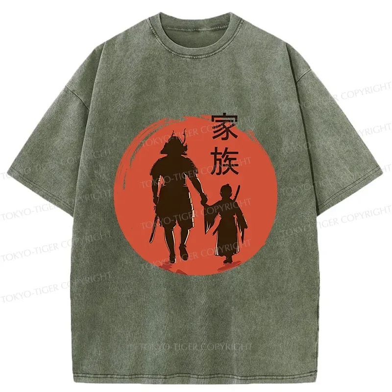 Tokyo-Tiger Samurai Family Washed T-Shirt