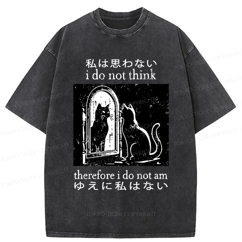 Tokyo-Tiger Thinking Black Cat Washed T-Shirt