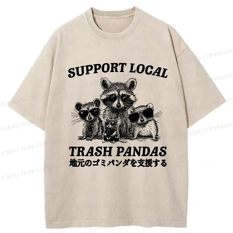 Tokyo-Tiger Trash Pandas Funny Washed T-Shirt