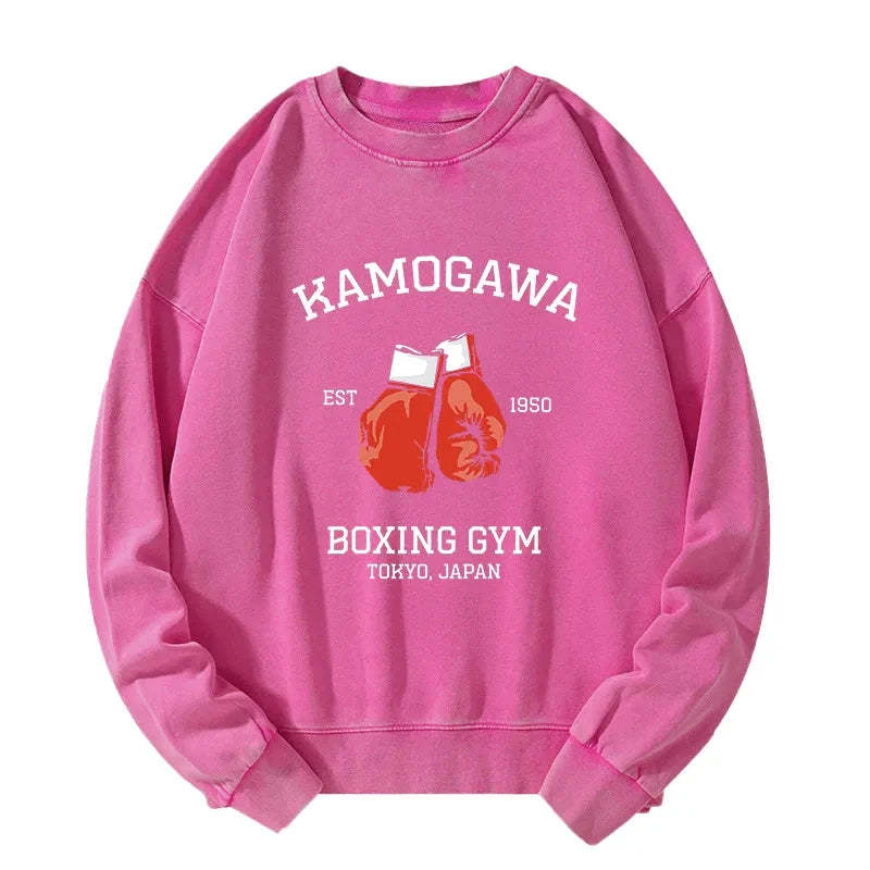 Tokyo-Tiger Retro Boxing Gloves Manga Anime Washed Sweatshirt