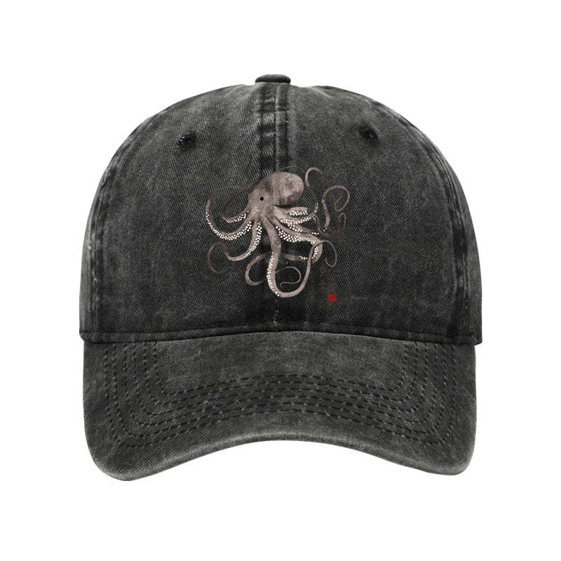 Tokyo-Tiger Octopus Japanese Calligraphy Washed Cap Sale