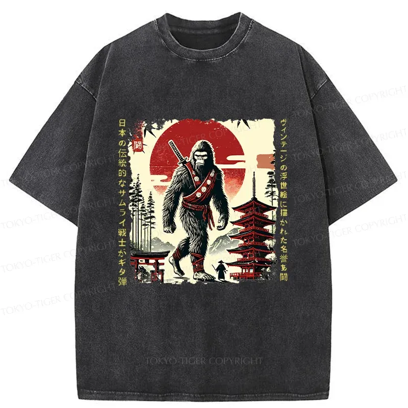 Tokyo-Tiger Retro Japanese Bigfoot Washed T-Shirt