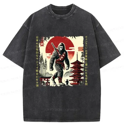 Tokyo-Tiger Retro Japanese Bigfoot Washed T-Shirt