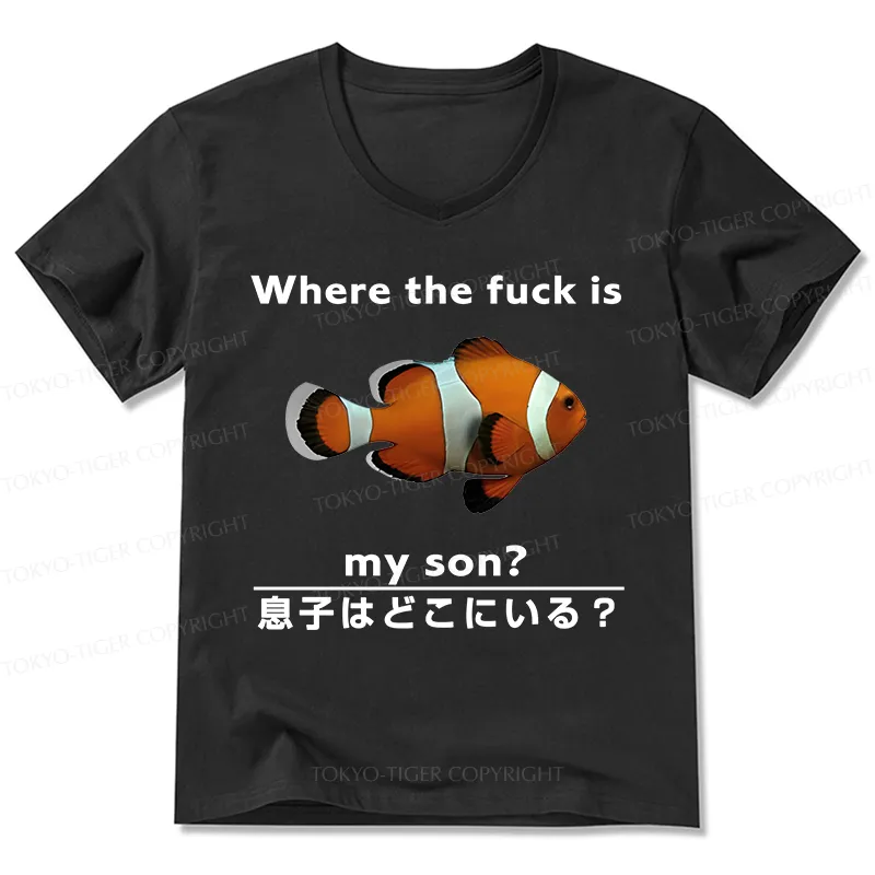 Tokyo-Tiger Fish Looking For Son V-Neck Classic T-Shirt