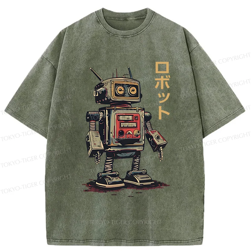 Tokyo-Tiger Japanese Robot Washed T-Shirt