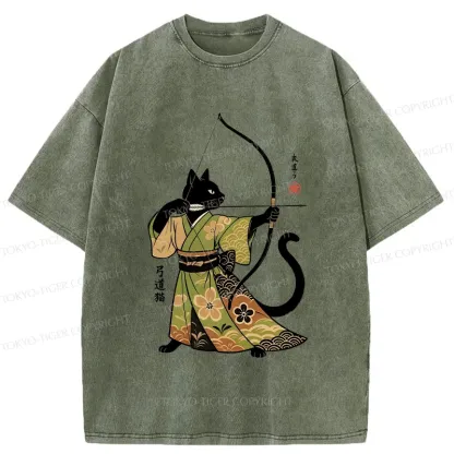 Tokyo-Tiger Japan Cat Archery Washed T-Shirt