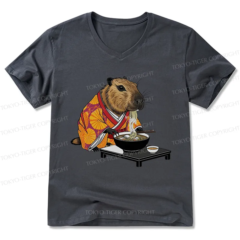 Tokyo-Tiger Cute Capybara Eating Ramen V-Neck Classic T-Shirt