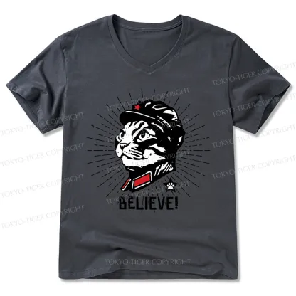 Tokyo-Tiger Trust Cat Chairman V-Neck Classic T-Shirt