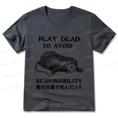 Tokyo-Tiger Play Dead To Avoid Responsibility V-Neck Classic T-Shirt